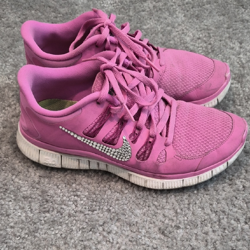 Nike Pink Women's Athletic Sneakers with Rhinestone Swoosh